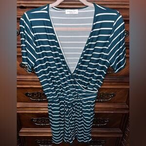 Perfect Peach Striped Wrap Romper